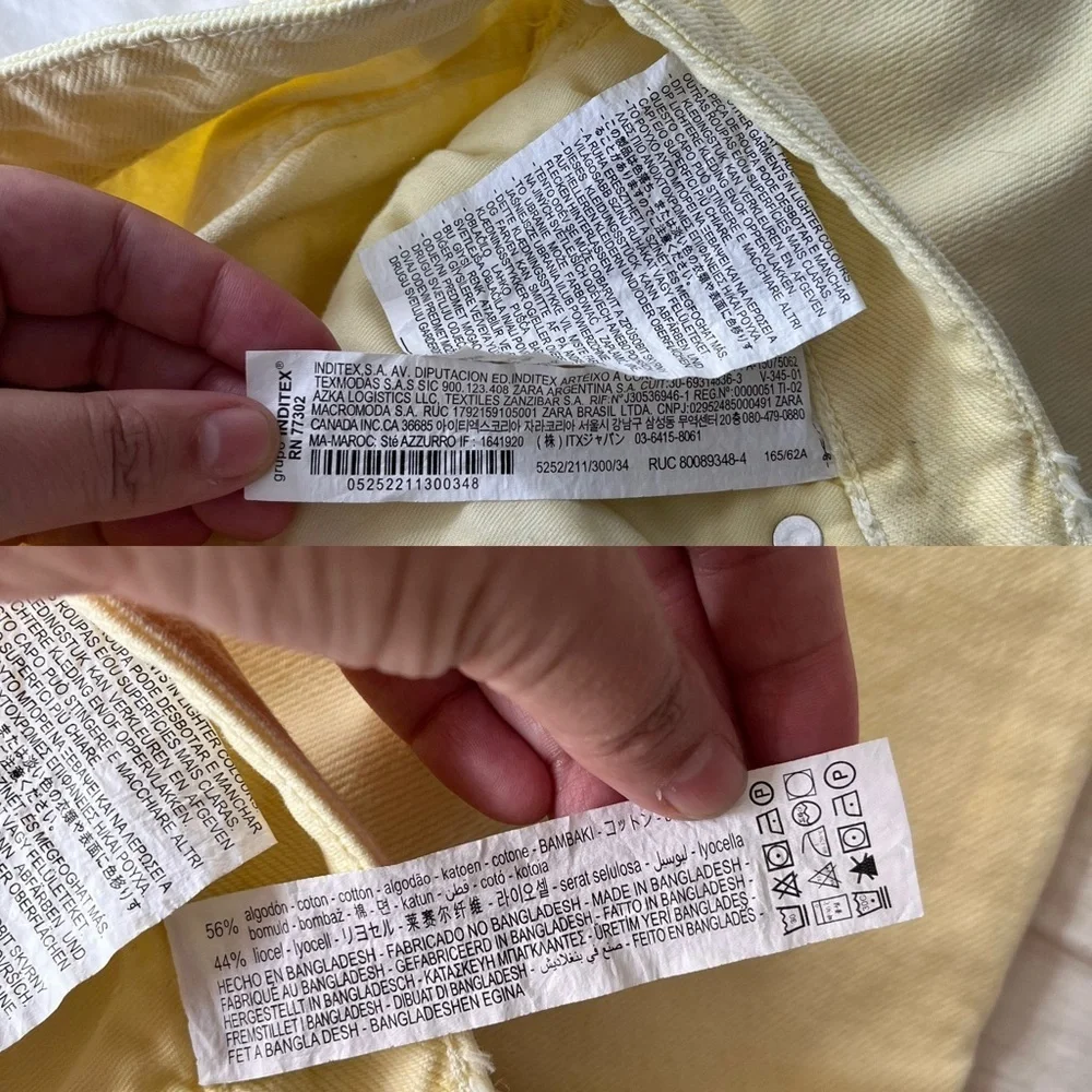 NWT ZARA Mid Rise Patch Pocket Yellow Jeans 2 - Picture 13 of 16